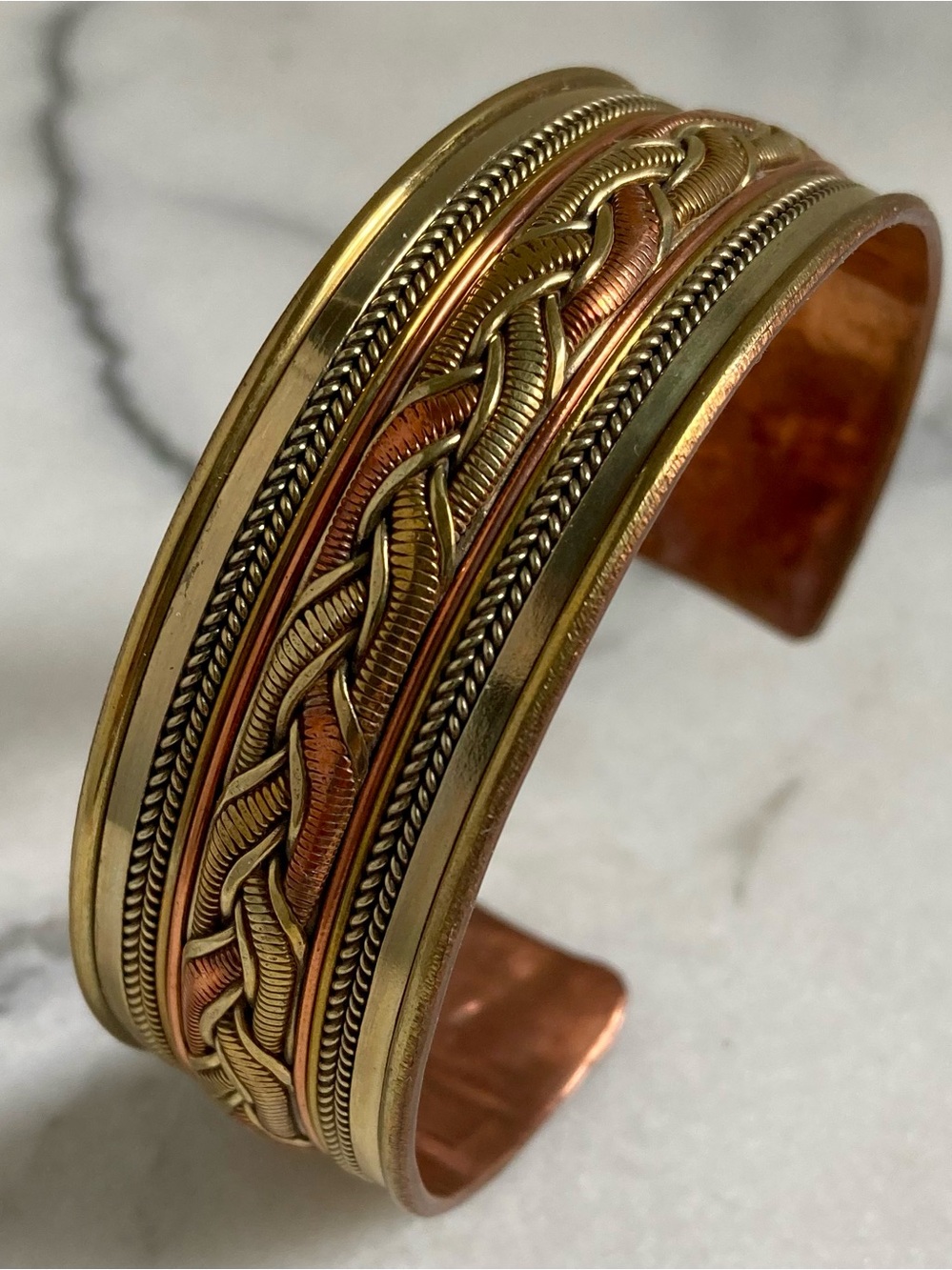 Bracelet Cuff Copper Brass Braided